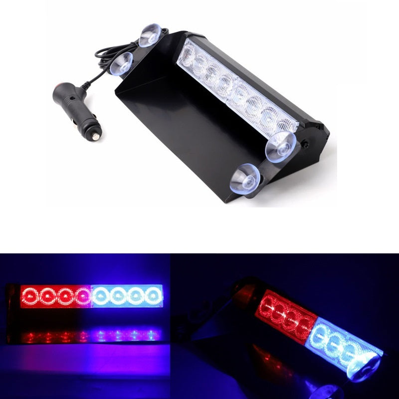 Front Windshield Shovel Light 8LED Red And Blue Flashing Light