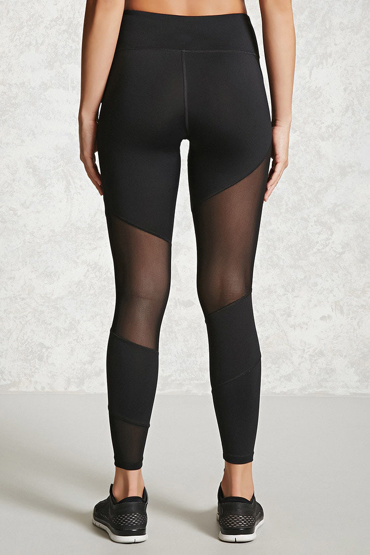 Black Mesh Stitching Leggings Sports Yoga Pants