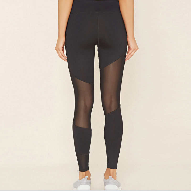 Black Mesh Stitching Leggings Sports Yoga Pants