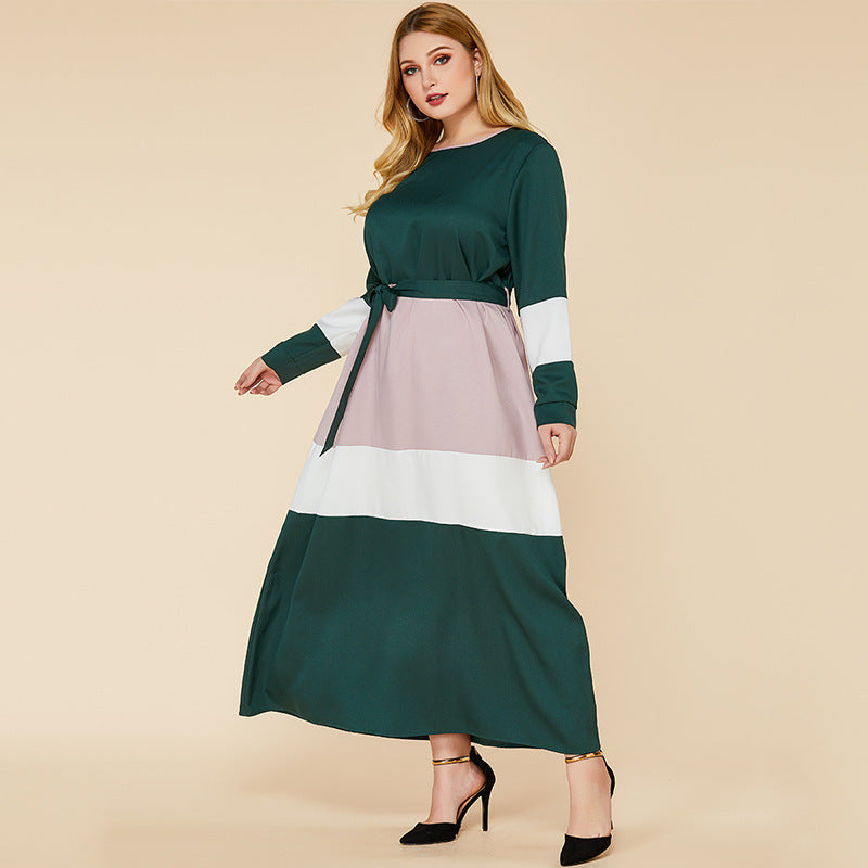 Plus Size Women's Color Matching Dresses